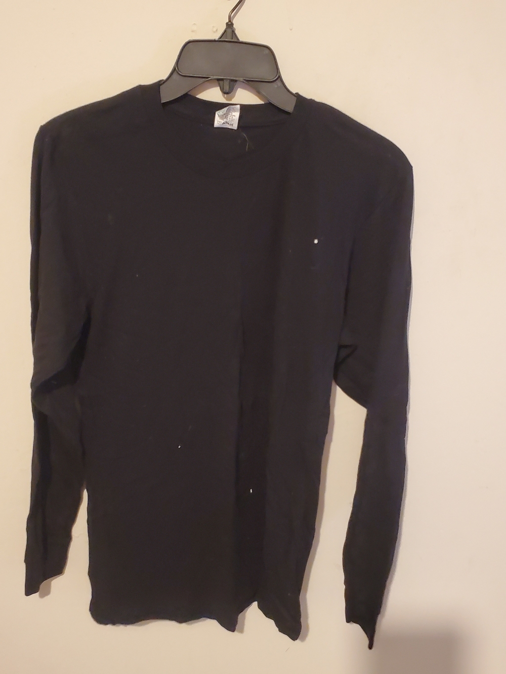Women  Black Long-Sleeve Crew Neck Shirt Size S